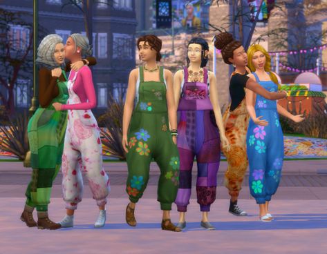 Boho Overalls, Baggy Overalls, Sims Stories, Romper Outfit, Sims Mods, Maxis Match, Feminine Outfit, Sims 4 Mods, Custom Content