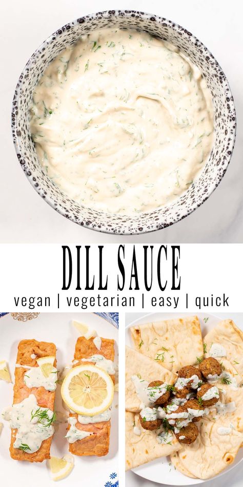 Vegan Dill Sauce, Dill Sauce For Salmon, Food Sauces, Easy Mediterranean Recipes, Veggie Ideas, Creamy Dill Sauce, Clean Eating Vegan, Sauce For Salmon, 30 Minute Meals Easy