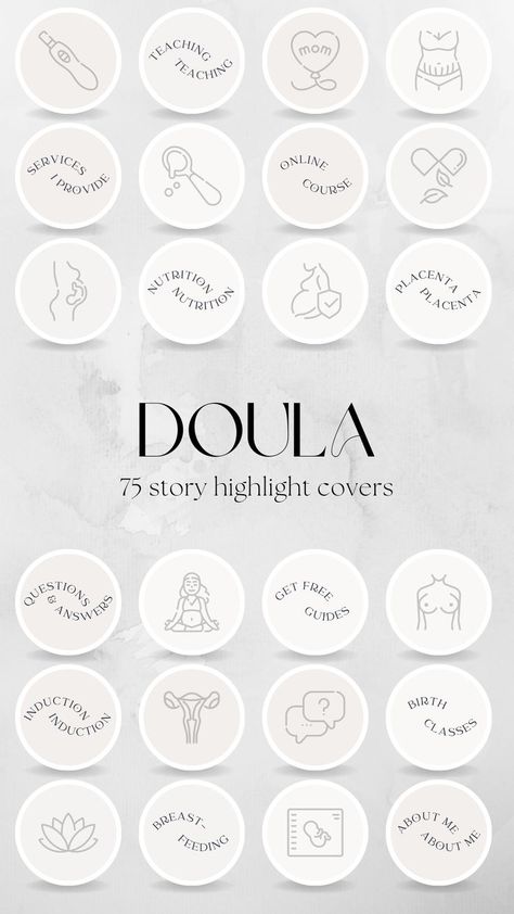 75 unique Stories Highlights Covers templates for Doula or Midwife Business Doula Business Logo, Doula Branding, Story Circle, Doula Logo, Laser Business, Text Icon, Instagram Fonts, Doula Training, Doula Business