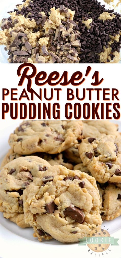 Reese’s Pudding Cookies, Super Simple Supper Ideas, Snacks That Dont Need To Be Refrigerated, Fathers Day Baked Goods, Summer Baking Recipes Desserts, Peanut Butter Pudding Cookies, Kid Friendly Cookie Recipes, Peanut Butter Pudding, Recipe Cheesecake