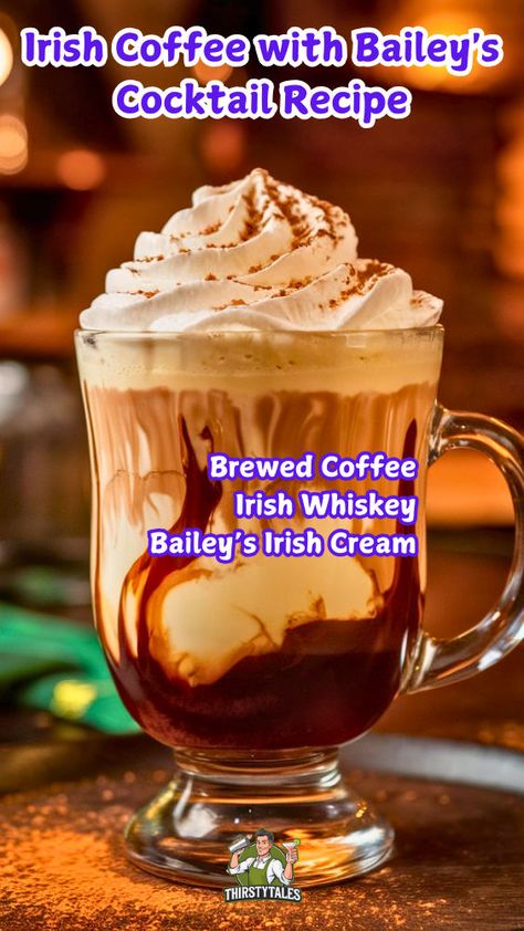 "Discover the perfect blend of rich flavors with this Irish Coffee with Bailey's Cocktail Recipe! This delightful Baileys and Coffee Recipe combines the smoothness of Homemade Baileys Irish Cream with the boldness of coffee, creating an irresistible drink. Perfect for cozy evenings, this alcoholic coffee drink is a must-try for Baileys recipes drinks enthusiasts. Explore more Baileys Irish Cream recipes and elevate your cocktail game with this delicious Irish Cream recipe.!" Baileys And Coffee Recipe, Baileys Irish Cream Cocktails, Baileys Drinks Cocktails, Irish Cream Recipes, Baileys And Coffee, Alcoholic Coffee, Baileys Recipes Drinks, Baileys Irish Cream Coffee, Homemade Baileys Irish Cream