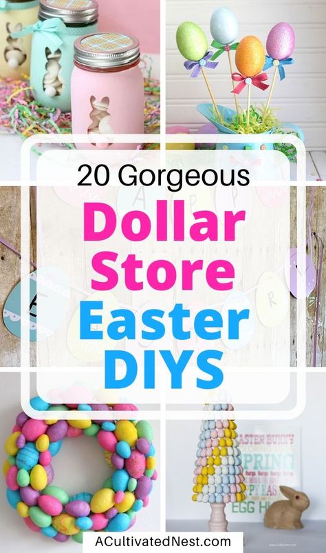 Easter Diy Decor, Easter Wreath Diy Dollar Stores, Dollar Tree Easter Decor, Easter Crafts Dollar Store, Dollar Tree Easter Crafts, Easter Centerpieces Diy, Diy Easter Gifts, Easter Wreath Diy, Easter Craft Decorations