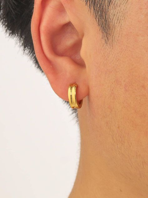 Yellow Gold  Collar  Stainless Steel   Embellished   Women's Fashion Jewelry Gold Bali For Men, Mens Gold Hoop Earrings, Hoop Earrings For Men, Wedding Jewelry Sets Bridal Jewellery, Gold Earrings For Men, Modern Gold Jewelry, Mens Earrings Hoop, Fashion Minimalist, Earrings For Men