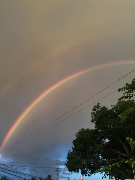 Double rainbow during sunset Rainbow Rain Aesthetic, Rain Pfp, Rainbow After Rain, Bella Core, Rainbow After The Rain, Gods Promise, Grid Wallpaper, Rainbow Rain, Flower Wallpapers