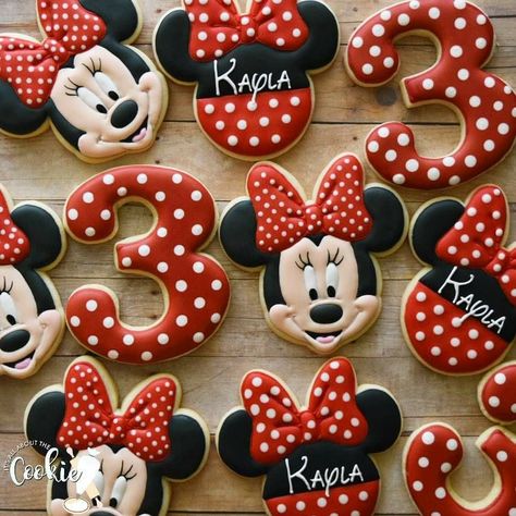 Mouse Cookies, Minnie Mouse Cookies, Minnie Mouse Birthday Party Decorations, Happy 3rd Birthday, Mickey Mouse Cookies, Minnie Mouse Birthday Decorations, Minnie Mouse Birthday Cakes, Mickey Cakes, Bolo Minnie