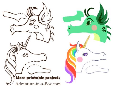 Printable Puppets, Dragon And Unicorn, Clothespin Puppets, Puppet Template, Freehand Drawing, Art Activities For Toddlers, Clothes Pegs, Dragon Crafts, Art Cart