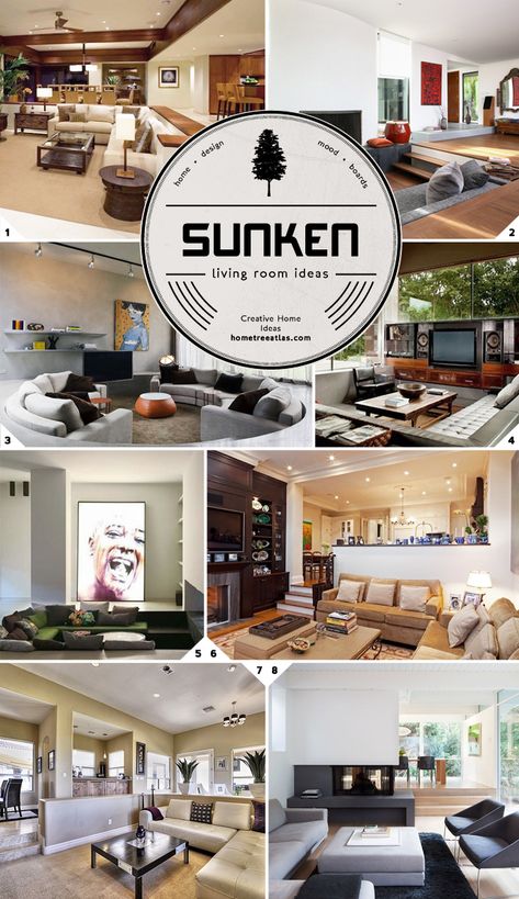 There are two different design styles when it comes to sunken living room ideas. You’ve got designs where the whole living room is sunken like in picture (1). Then you have designs where only a portion of the living room is a step down. If you have a large living room space, then having a […] Sunk In Living Room, Sunken Living Room, Different Design Styles, Small Living Room Decor, Room Additions, Decorating Style, Interior Designing, Living Room Remodel, Living Room Spaces