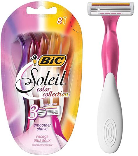 Amazon.com: BIC Soleil Color Collection Disposable Razors for Women, 8-Count, 3 Blades - Premium Shaving Razor Set with Aloe Vera and Vitamin E Lubricating Strip - Luxurious Personal Care Products: Beauty Best Womens Razor, Bic Razors, Razors For Women, Disposable Razor, Clean Shave, Shaving Accessories, Smooth Shave, Shave Gel, Shaving Razor