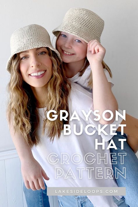 Upgrade your vacation essentials with this comfortable & classic bucket hat design. It’s lightweight and packable making it the perfect accessory for your next sunset adventure, beach exploration, or Summer hike. With 3 sizes that you can make from itty bitty doll to child to adult this trendy modern fit hat the perfect pool companion for the whole family! Crochet Bucket Hat Free Pattern, Bucket Hat Pattern Free, Cowboy Crochet, Toddler Bucket Hat, Bucket Hat Crochet, Crochet Blanket Tutorial, Crochet Potholder Patterns, Quick Crochet Projects, Bucket Hat Pattern