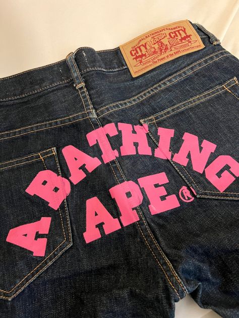 Bape Jeans, Custom Jeans Diy, Diy Clothes Design, Guys Clothing Styles, Mens Fashion Streetwear, Jeans Diy, Streetwear Fashion Women, Streetwear Men Outfits, Cute Simple Outfits