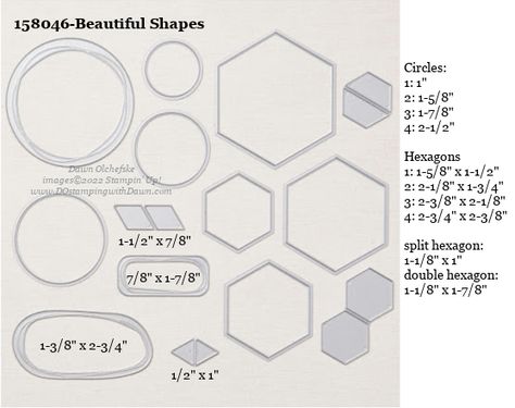 158046 Stampin' Up! Beautiful Shapes Dies measurements #dostamping #stampinup #stampincut #cardmaking #HowdSheDOthat #papercrafting Hexagon Cards, Potted Geraniums, Cards Homemade, Beautiful Shapes, Tree Stamp, Christmas Banners, Stamping Up Cards, Embossing Folders, Holiday Catalog