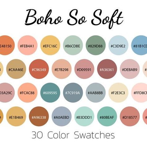 Bohemian Color Palette, Swatches Color, Hex Color Palette, Bright Boho, Bohemian Colors, Color Palate, Color Palette Design, Digital Drawings, Hex Colors Boho Procreate Color Palette, Boho Color Palette With Hex Codes, French Bakery Color Palette, Free Color Palettes, Cozy Home Color Palette, Coloring Color Palette, Indie Color Palette, Pallet Color Ideas, Hex Code Palette