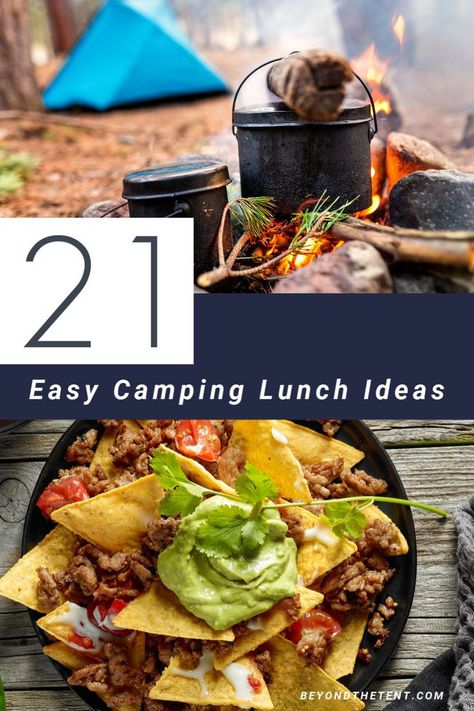 Lunchtime is my favorite meal of the day because it doesn’t have to be anything overcomplicated. Here’s a list of 21 Easy Camping Lunch Ideas to add to your next trip. #BeyondTheTent #Camping #LunchIdeas #CampfireRecipes Easy Camping Lunch Ideas, Easy Camping Lunch, Camping Lunch Ideas, Hiking Lunch, Camping Lunch, Camping Food Make Ahead, Camping Lunches, Veggie Skewers, Camping Dinners