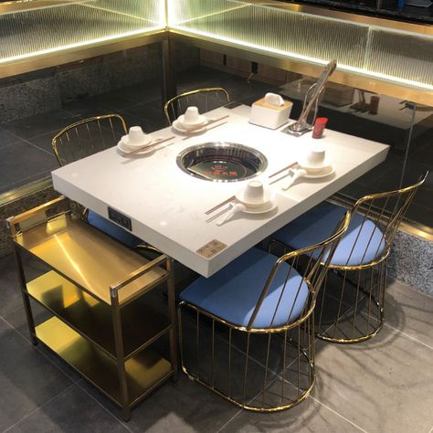 Commercial Quartz Stone Table Top Restaurant Hot Pot Table Korean Bbq Grill Table https://m.alibaba.com/product/1600482742615/Commercial-Quartz-Stone-Table-Top-Restaurant.html?__sceneInfo={"cacheTime":"1800000","type":"appDetailShare"} Korean Grill Table, Korean Bbq Grill Table, Korean Dining Table, Korean Bbq Table, Korean Bbq Grill, Korean Bbq Restaurant, Marble Tables Design, Restaurant Booth, Bbq Table