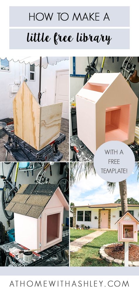 Free Little Library, Little Free Library Plans, Street Library, Library Plan, Lending Library, Mini Library, Easy Design, Little Library, Free Woodworking Plans