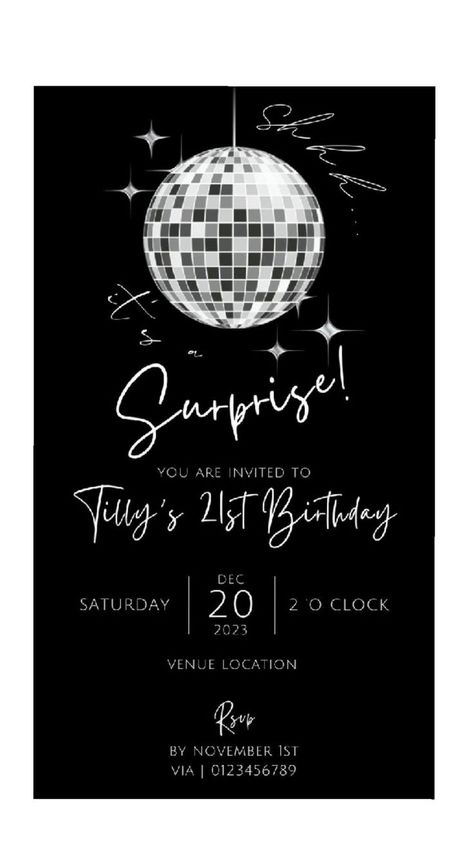 fiesta Birthday Ideas Surprise, Surprise Party Invite, Surprise Birthday Ideas, Sixteen Birthday Party Ideas, Husband Birthday Surprise, Birthday Morning Surprise, Text Message Invitations, Surprise Party Invitations, Happy Birthday Black