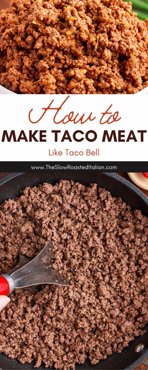 Taco Melts Beef, Sweet Taco Meat Recipe, Ground Meat Tacos Recipes, Boiled Taco Meat Ground Beef, Beef Taco Filling, Burrito Ground Beef Recipe, Hamburger Meat Taco Recipes, Taco Bell Meat Recipe Copycat, Hamburger Meat Tacos