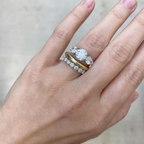 Unconventional Wedding Rings, Thick Band Engagement Ring, Beautiful Wedding Ring Sets, Thick Wedding Bands, Wedding Stack, Favorite Engagement Rings, Unconventional Wedding, Beautiful Wedding Rings, Let's Get Married