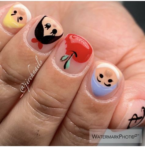 Amazing 30+ Nail Designs You'll Want to Copy Immediately 2023 | Beach Nails Art Snow White Nails Designs Disney, Pixar Nail Designs, Encanto Nails, Disney Nails Mickey, Classy Disney Nails, Disney Nail Ideas, Olaf Nails, Snow White Nails, Beach Nails Art