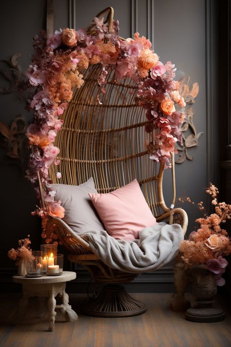 Pink Boho Interior, Lavender Boho Bedroom, Pink Boho Bedroom, Bedroom Rattan, Playful Color Palette, Bohemian Braid, Apartment Styling, Rattan Bedroom, Coral Bedroom