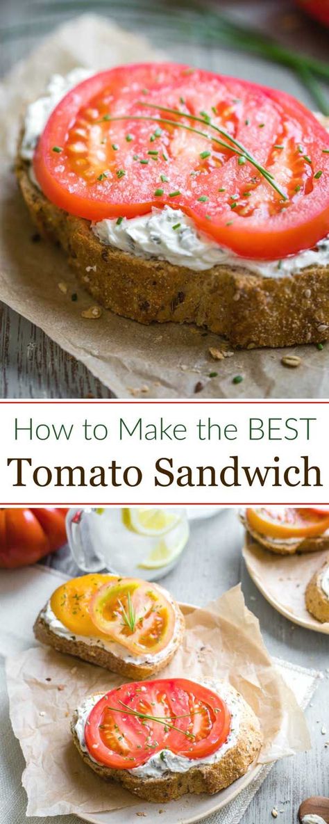 Just 4 ingredients and 3 minutes to summertime bliss! Use your very best tomato and a bakery-fresh, grainy loaf of bread to create delicious magic in just minutes! Our best-ever Open-Faced Tomato Sandwich is so quick and easy, yet absolutely, scrumptiously beautiful in its pure simplicity! Try it once, and this is the sandwich you’ll crave all summer long! | tomato recipes | heirloom tomatoes recipes | open faced sandwich | sandwich recipes | summer recipes | www.TwoHealthyKitchens.com Heirloom Tomatoes Recipes, Tomato Sandwich Recipes, Lighter Meals, Heirloom Tomato Recipes, Tomatoes Recipes, Best Sandwich Recipes, Prep Meals, Open Faced Sandwich, Recipes Summer