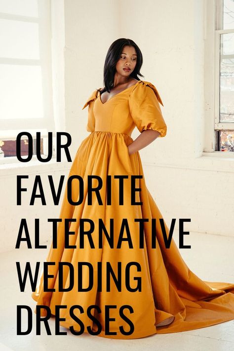 Although white is traditional, there are no rules against colored dresses – and rules are made to be broken! If you’re looking for a way to spice up your bridal style, consider a non-traditional gown. Something that is sure to ‘wow’ your guests, yet is still timeless. Take a look at some of our favorite alternative wedding dresses, perfect for the bride who wants a one-of-a-kind wedding ensemble. Alternative Wedding Dress Color, Wedding Dresses Colored, Alternative Wedding Gown, Colored Wedding Gowns, Traditional Gowns, Alternative Wedding Dresses, No Rules, Colorful Wedding, Colored Wedding Dresses