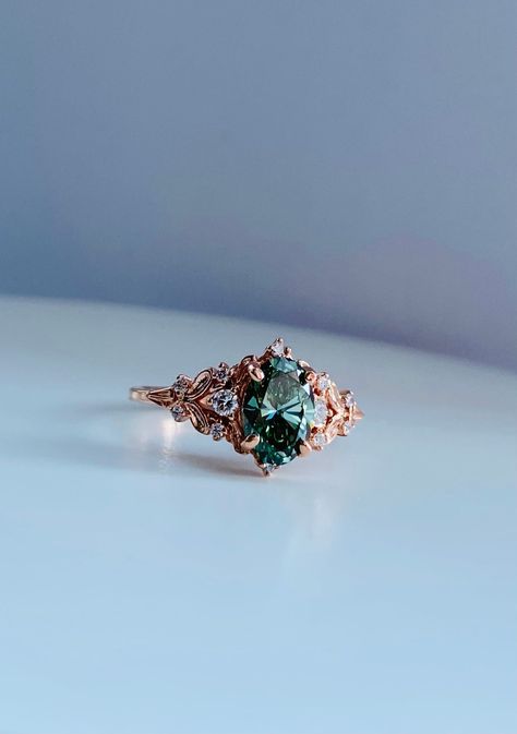 Green Diamond Ring, Green Diamond Rings, Morganite Rings, Rings Moissanite, Fantasy Ring, Rose Gold Engagement Rings, Rings Rose Gold, Bespoke Engagement Ring, Engagement Rings Diamond