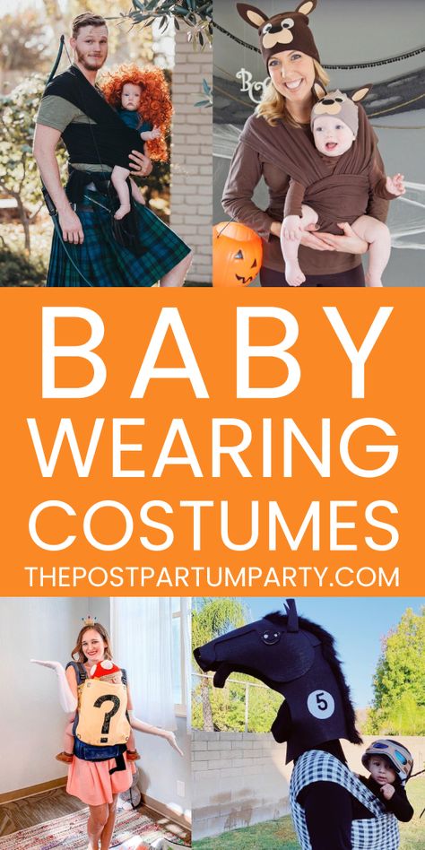 Baby Carrier Halloween Costumes, Baby Wearing Costumes, Stroller Halloween Costumes, Mom And Baby Costumes, Baby Carrier Costume, Diy Baby Halloween Costumes, Diy Baby Costumes, Mom Halloween Costumes