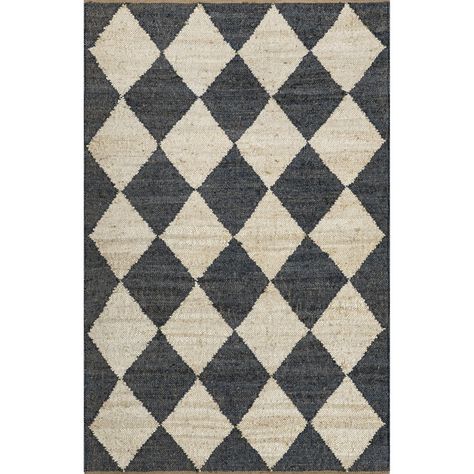 Arvin Olano x Rugs USA Louie Diamond Checkerboard Jute Charcoal Area Rug & Reviews - Wayfair Canada Charcoal Dining Room, Scandinavian Area Rugs, Jute Area Rug, Geometric Floor, Diamond Rugs, Rug Sizes, Target Rug, Jute Area Rugs, Checkered Rug