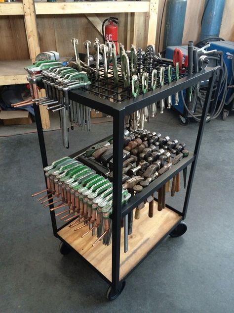 Welding Shop Organization, Welding Shop Layout, Welding Workshop, Welded Metal Projects, Welding Shop, Metal Storage Racks, Garage Tool Storage, Welding Cart, Metal Fabrication Tools