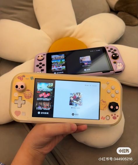 Modded Nintendo Switch, Yellow Switch Lite Aesthetic, Nintendo Switch Lite Aesthetic, Switch Lite Accessories, Nintendo Decor, Nintendo Aesthetic, Switch Aesthetic, Nintendo Lite, Nintendo Switch System