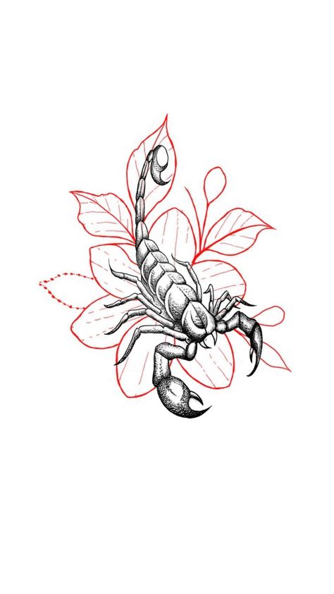 Scorpion And Flower Tattoo Design, Scorpion Sternum Tattoo, Wing Chun Tattoo, Back Tattoo Drawings, Scorpion Tattoo Stencil, Scorpion Flower Tattoo, Japanese Crane Drawing, Pisces And Scorpio Tattoo, Scorpion With Flowers Tattoo