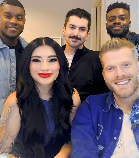 Pentatonix Wallpaper, Pentatonix Mitch Grassi, Kirsten Maldonado, Mitch Grassi, Cute Christmas Wallpaper, Pentatonix, Song One, Pop Singers, Christmas Wallpaper