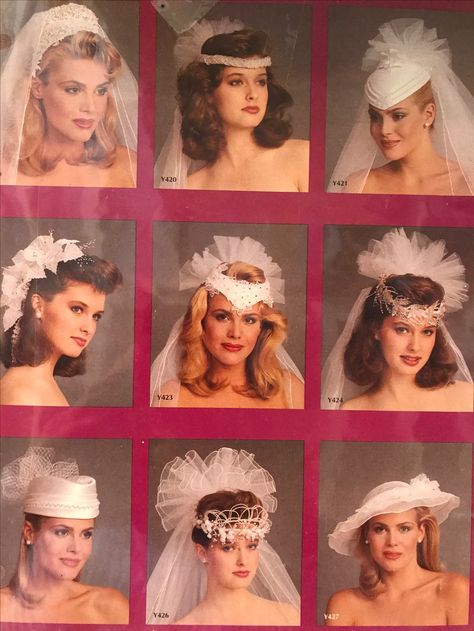 80s Wedding Headpiece, 80s Wedding Hairstyles, 80s Wedding Hair, 1980s Wedding, Vintage Bridal Fashion, Wedding Hats For Guests, 80s Wedding, Wedding Veil Vintage, Retro Bride