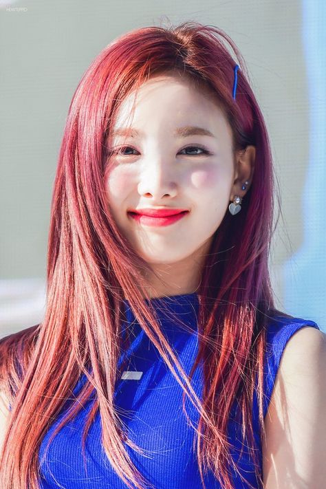 Beauty Pop, Ribbon Hairstyle, Nayeon Twice, Red Hair Color, Braided Updo, Popular Music, Music Is, Beauty Trends, Dark Hair