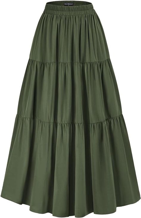 Amazon.com: Flowy Skirts for Women Summer 2023 High Waisted Maxi Long Skirt Sage XL : Clothing, Shoes & Jewelry Long Green Skirt, Long Skirt Casual, Long Flowy Skirt, Skirt Images, Long Skirts For Women, Long Maxi Skirts, Dresses Ideas, Long Skirts, Little Outfits