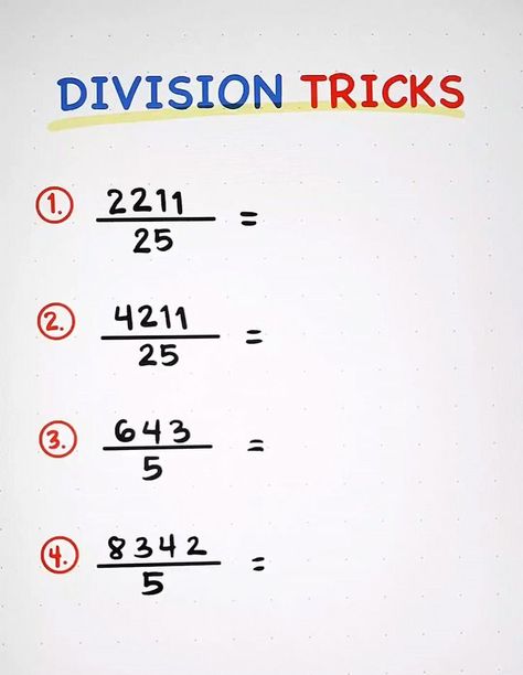 Dividing Numbers Math Shortcut 😊❤️ | Dividing Numbers Math Shortcut 😊❤️ #math #mathtricks #mathmadeeasy #TeacherGon #MathTutor | By Math Tutorials - Facebook Division Tricks, Math Tricks Hacks High Schools, Algebra Tricks Math Hacks, Maths Shortcut Tricks, Mathematics Tricks Math Hacks, Cool Maths Trick, Math Hacks, Math Made Easy, Teaching Math Strategies