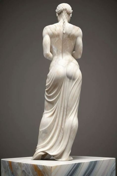 Woman Statue Sculpture, Woman Upper Body Reference, Greek Goddess Physique, Greek Women Sculpture, Greek Body Woman, Greek Body Sculpture, Greek Statue Poses, Classical Sculpture Woman Statues, Marble Statues Woman