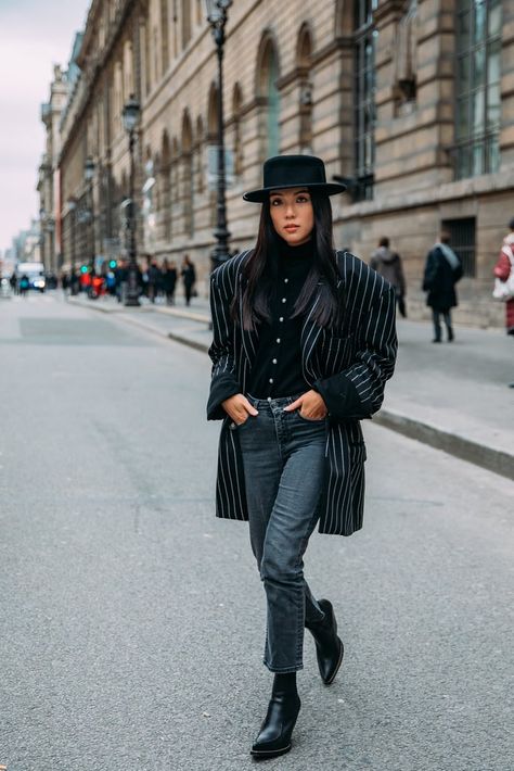 Winter Travel Wardrobe, Yoyo Cao, Plunging Dress, Lana Condor, Dramatic Style, Paris Fashion Week Street Style, Popsugar Fashion, Plunge Dress, Lace Neckline