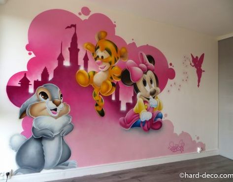 Baby Disney Disney Themed Bedrooms, Kids Room Murals, Disney Rooms, Murals For Kids, School Painting, Kids Bedroom Designs, Dog Projects, Bedroom Themes