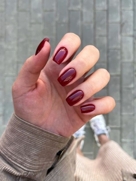 Nail Design 2023, Red Nail Design, Old Money Nails, Money Nails, 2023 Nails, Wine Nails, Nails Luxury, Casual Nails, Classy Acrylic Nails