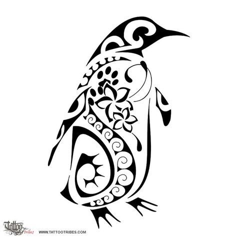 Penguin Line Tattoo, Simple Penguin Tattoo, Penguin Tattoo Ideas, Penguin Mandala, Penguin Tattoo, Penguin Art, Waves Tattoo, Maori Tattoo, Custom Tattoo Design