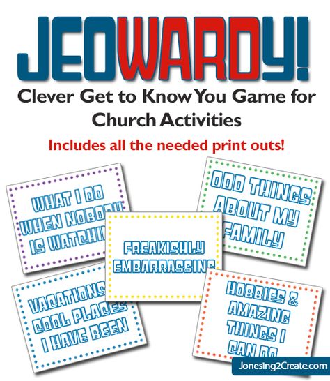 Perfect for church or young women's activity. A great getting to know you game! Jeowardy - Jonesing2Create Lds Lifestyle, Mutual Activities, Primary Games, Church Games, Lds Yw, Activity Day Girls, Get To Know You Activities, Youth Conference, Yw Activities