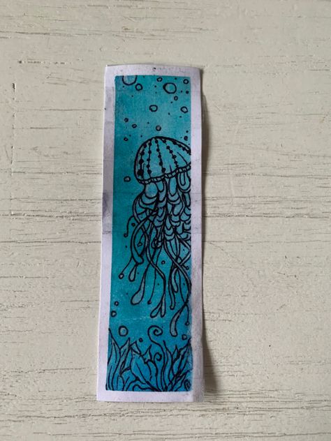 Jellyfish book mark 🌺🫶🐚 Jellyfish Bookmark, Diy Jelly, Watercolour Card, Creative Bookmarks, Diy Bookmarks, Jelly Fish, Small Canvas Art, Small Canvas, Art References