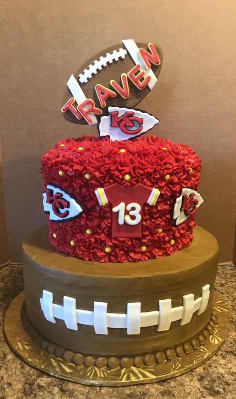 KC Chiefs Birthday Cake Chiefs Football Cake, Kc Chiefs Birthday Cake, Kansas City Chiefs Birthday Cake, Kansas City Chiefs Cakes, Chiefs Birthday Party Ideas, Kc Chiefs Party Ideas, Kansas City Chiefs Party Ideas, Kc Chiefs Cake Ideas, Kansas City Chiefs Birthday Party Ideas