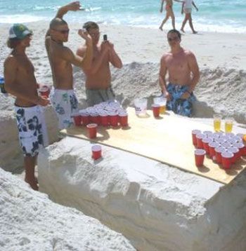 Sand Beer Pong. How original. Beach Beer Pong, Beer Pong Table Designs, Beach Beer, Beach Fire, Beer Pong Tables, Beer Party, Party Rock, Pong Table, Beer Pong