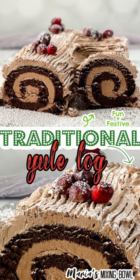 Aesthetic Chocolate Cake, Traditional Yule Log, Chocolate Cake Aesthetic, Easy Yule Log Recipe, Christmas Cake Recipe Traditional, Christmas Cake Roll, Christmas Log Cake, Cake Design Birthday, Yule Log Cake Recipe