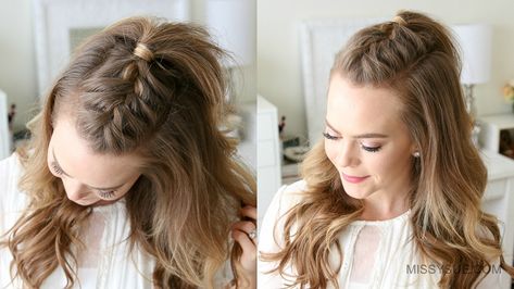 French Mohawk Braid, Half Mohawk, Mohawk Braid Styles, Mohawk Hairstyle, Braided Mohawk Hairstyles, Everyday Curls, Missy Sue, Braided Top Knots, Braiding Your Own Hair