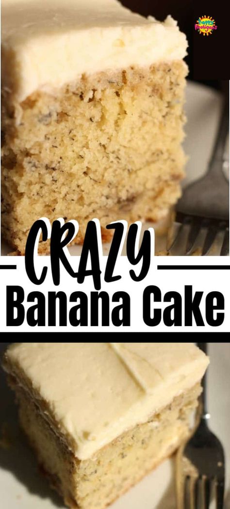 Crazy Banana Cake, Best Ever Banana Cake, Best Banana Cake, Cake With Cream Cheese Icing, Banana Cake Recipe, Best Cake Recipes, Cream Cheese Icing, Crazy Cakes, Cake With Cream Cheese