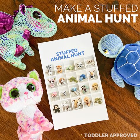 Toddler Approved!: Make a Stuffed Animal Hunt for Kids Make A Stuffed Animal, Building Games For Kids, Kids Hunting, How To Make Letters, And So It Begins, Animal Birthday Party, Pet Day, Game For Kids, Simple Valentine